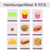 Kitchens Play Food 9 PCS Per Set Detachable Snack Hamburger Plastic Pretend Toy House Sets For Kids Kitchen Birthday Gift 230427