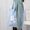 Sacs de rangement Kawaii étudiant toile sac lettre motif couleur unie grande capacité sac à main fermeture éclair dessin animé femmes épaule organisateur