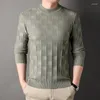 Pulls pour hommes Pulls en tricot Hommes O-Cou Mode Plaid Jacquard Smart Casual Automne Hiver Couleur Solide Pull tricoté Homme