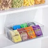 Storage Bottles Modern Food Cabinets Kitchen Plastic Tea Bag Holder Stackable Pantry Bin Box With Lid 8 Divided Sections EL