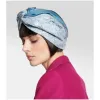 Designer Soie Élastique Bleu et bleu clair Bandeaux Femmes Filles De Luxe Imprimer Avec Mors Soie BANDEAU Bandes De Cheveux Écharpe Accessoires De Cheveux Cadeaux hipl1005