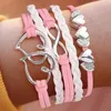 Bedelarmbanden diy lederen touw armband multilayer liefde punk creatieve splicing legering handgemaakte eenvoudige persoonlijkheid voor verjaardagscadeaus