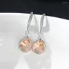 Dangle Earrings Huitan Unique Champagne Pear Cubic Zirconia Women Simple Design Dance Party Daily Wear Statement Jewelry Gift