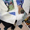 Chemises décontractées pour hommes Français Vintage Unique Graffiti Peinture à l'huile Chemise Hommes Femmes Printemps Automne Ludique Imprimer Blouse Lâche Chic Rétro Long