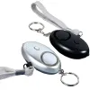 Partihandel Party Supplies 130dB äggform Självförsvar Alarm Nyckelring Pendant Anpassa ficklampa Personlig Safy Key Chain Charm Car Keyring