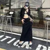 Skirts 2023 Pocket Tooling Slit Skirt European And American Fashion Girl Half Height Waist Pack Hip Gothic Long