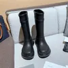 Rain Boots Long Boot Paris Outdoor Luxury Design 2.0 Autumn and Winter Knight High Platform Big Head Tjock Bottom Non-Slip Jelly 35