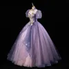 Luxuriöse Perlenkristallmutter der Braut Kleider Prinzessin Purple Gold Pailletten Lange Mütze PLISE GROSE FORTAGE PARTY Prom Kleider Afrikanische Kleid Lady Kleid