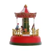 Decorative Objects Figurines Christmas Decoration Village Glowing Music House Carousel Ferris Wheel Xmas Tree Children Room Party Decor Ornament Kid Gifts 231127