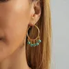 Brincos pendurados turquesa pingente criativo pedra natural para mulheres moda europeia e americana tendência senhoras jóias de rua