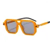 Zonnebril YOOSKE Dubbele Beam Punk Mannen Vierkante INS Hiphop Zonnebril Vrouwen Designer Vintage PC Eyewear UV400