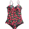 Sexig tryck rygglös bikini mode suspender tank topp en bit baddräkt pool party solbad designer badkläder
