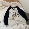 Tshirts kontrast Tshirt Autumn Märke långärmad tecknad utskrift Oneck toppar baby trendiga kläder tunn mjuk bottentröja 230427