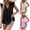 Blusas para mujer Camisetas sin mangas para mujer Corte holgado Verano con volantes Camisas de manga 3 cuartos Blusa para mujer con mangas Camiseta gráfica