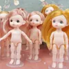 Dolls Cute Face Nude Body BJD Doll 13 Joint 16cm Blue eyes Dimple Little Girl Make Up Toy Girls Gift 230427