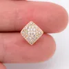 Studörhängen 4st Micro Pave CZ Square Ear Posts 11x10mm Gold Plate Brass Geometric Earring Studs (GB-1287)