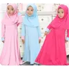 Rompers Muslim Islamic Girls Ramadan Abaya With Hijab Full Length Robe Burka Maxi Little Kid Toddler Baby Girl Dresses 1 To 14 Years 230427