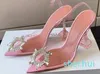 Amina muaddi Begum Crystal-Embellished Pumps shoes Wrap high heels women's Dress shoe Evening Slingback strap Sandals Crystal shoes