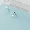 Stud autentico argento sterling 925 pentagramma stella orecchio osso fibbia orecchio onda rotante mini orecchini a bottone per le donne personalità gioielli YQ231128