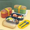 Wydzielacze 2 -poziomowe pojemniki na pudełka bento z torbą na izolację termiczną ruchome przedziały Projekt przenośne pudełko na lunch na piknik na kemping