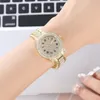 リストウォッチ到着ファッション女性の時計ラインストーン合金合金鋼製ストリップクォーツウォッチレディーガールズ腕時計時計