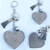 Keychains Heart Keychain Leather Tassel Silver Key Holder Metal Crystal Chain Keyring Charm Bag Auto Pendant Present Partihandel Pris