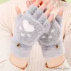 Children's Mittens New Women Warm Gloves Fashion Girls Plush Mittens Soft Plush Short Fingerless Half Finger Winter Gloves