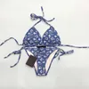 نساء من ثلاث نقاط السباحة أزياء الصيف بدلات بيكيني من قطعتين مع رسائل مثيرة شاطئ الاستحمام بدلات السباحة ملابس السباحة #22