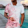 Casual shirts heren heren heren zomermode 3d printing shirt revers short mouw tee us ons kleding 10 sterren