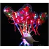 Party Decoration LED GAFT LIGHT UP Glowing Red Rose Flower Wands Clear Ball Stick For Wedding Valentines Day Atmosphere Decor Drop DH4TB