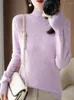 女性用セーター卸売半分タートルネックセーター長袖ソリッドカラープルオーバーインナーウェアボトムシャツ秋と冬の暖かい