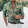 Men's Casual Shirts Men's Autumn Baroque For Men 3D Long Sleeve Luxury Social Shirt V-neck Oversized Tops Tees Homme Clothing