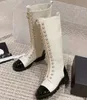 Chanells Boots Chanellies Универсальный хананельный рыцарь высокий бочонок