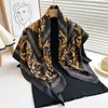 Шарфы с принтом, шелковый твил, квадратный хиджаб, шаль, шарф, модный женский шейный платок 90 см, платок, женский повседневный платок для волос, бандана Echarpe