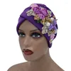 Ethnic Clothing 2023 Rhinestone Bouquet Women's Turban Hat Ready African Headtie Shinny Female Party Headgear Muslim Wrap Head Bonnet