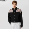 Herrjackor incerun toppar mode casual mens bakre lapptäcke ros spets jacquard jackor manliga beskuren långärmad kostym jackor s-5xl 231127