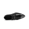 Leisure Rivet Black Business Shoes British Style puntige teen plus size banket schoenen originele echte lederen mannen bruidegom schoenen