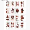 Tattoos Colored Drawing Stickers 16 Pcs/Lot Wound Face Makeup Tattoo Stickers for Halloween Night Temporary Tattoos for Men Women Bleeding Scar Fake TattooL231128
