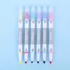 12pcswaterColor Brush Pens 6 ПК/Set Highlighters 6-Color Double-Hear Erasable Marker Marker для студентов с большой емкостью цветом P230427