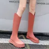 Boots High Rain Women Solid Color Waterproof Anti Slip Work Rubber Shoes Long Water Drop 231128
