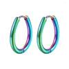 Hoop Earrings Stainless Steel Silver Plated Punk Hiphop Circle Earring For Women Men Party Jewelry Gift E1268
