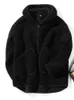 女性用のレディースジャケットフード付きフェイクファーソリッドロングスリーブトップ冬の服ボンバーウォームコートカジュアルアウターウェアストリートウェア231127