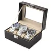 시계 박스 케이스 트래블 시계를위한 주최자 저장 PU 가죽 유리 케이스 디스플레이 다중 목적 상자 및 보석 231127