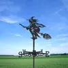 Garden Decorations Magic Broom Witch Weathervane Silhouette Art Black Metal Wind Veans Outdoors For Roof Yard Building 231127