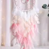 Juldekorationer Creative Pink Feather Dream Catcher Natural Broken Tree of Life Feather Pendant Home Dreamcatcher Ornament Bedroom Decor 231127