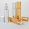 10ml shiny UV coating glass roll on perfume bottle, gold silver black essential oil vial With Stainless Steel Roller ball Nbfhe