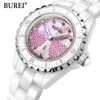 Women's Watches BUREI Brand Ladies Fashion Ceramic Bracelet Watch Women Luxury Waterproof Casual Crystal Quartz Wristwatch Relogio Feminino 231128