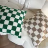 Cushion Decorative Pillow Lamb Fleece Checkerboard Cushion Cover Soft Waxy Plush Retro Plaid Sofa Throw Pillowcase Lumbar Room Decor 231128