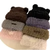 秋と冬の女性のためのウールの帽子、暖かくて豪華なファッショナブルな帽子、多用途の新しいニット帽子、かわいい小さなクマ、厚い冷たい帽子