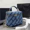 Saco de cosméticos bolsa superior feminina maquiagem denim bolsas de higiene pessoal cor sólida moda all-match pequeno fresco diário sacos de cosméticos casos